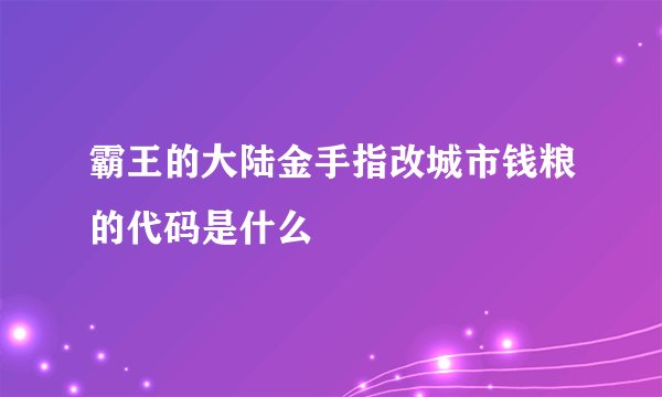 霸王的大陆金手指改城市钱粮的代码是什么