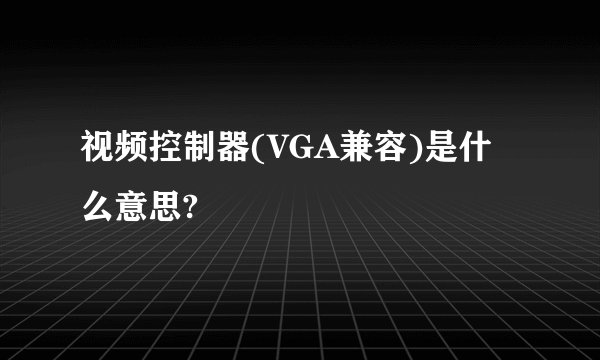 视频控制器(VGA兼容)是什么意思?