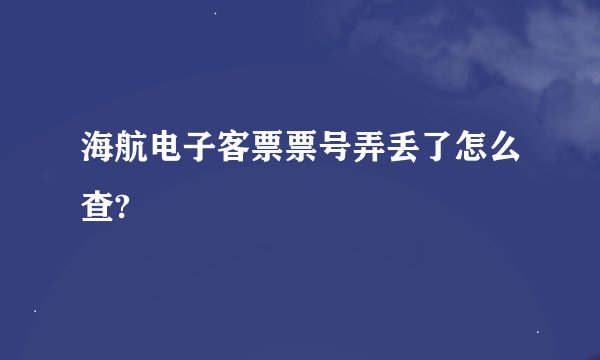 海航电子客票票号弄丢了怎么查?