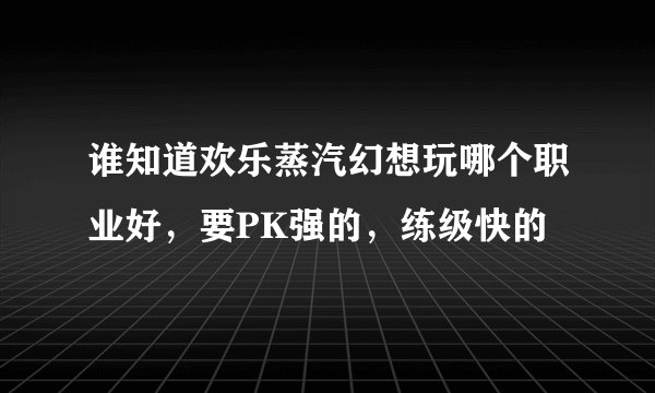 谁知道欢乐蒸汽幻想玩哪个职业好，要PK强的，练级快的