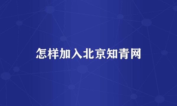 怎样加入北京知青网