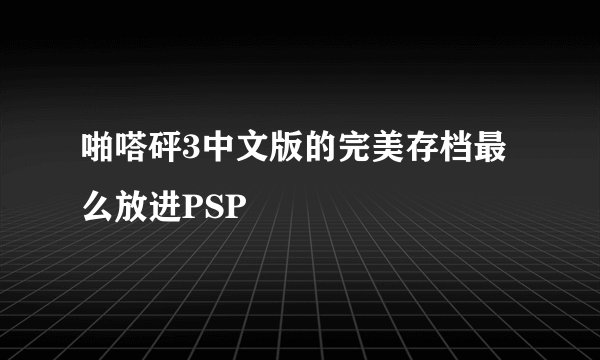 啪嗒砰3中文版的完美存档最么放进PSP