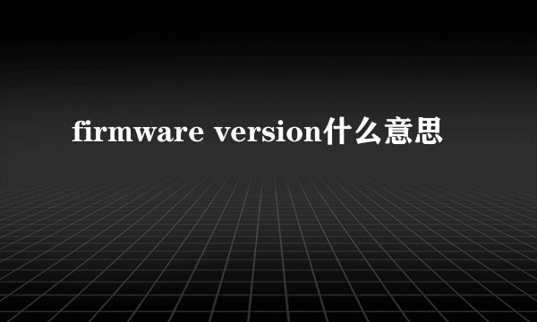 firmware version什么意思