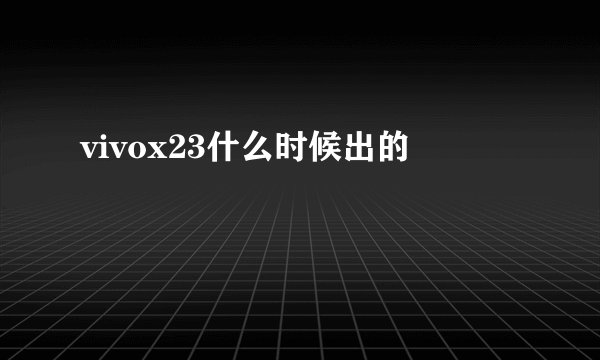 vivox23什么时候出的