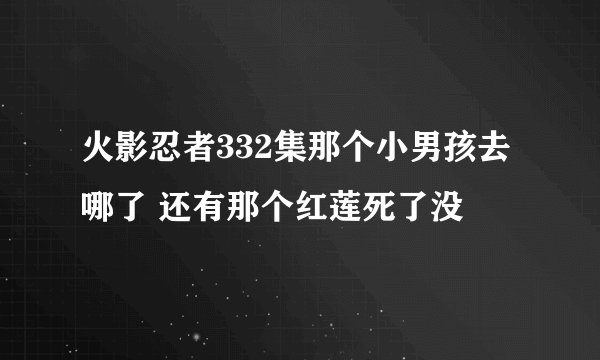 火影忍者332集那个小男孩去哪了 还有那个红莲死了没