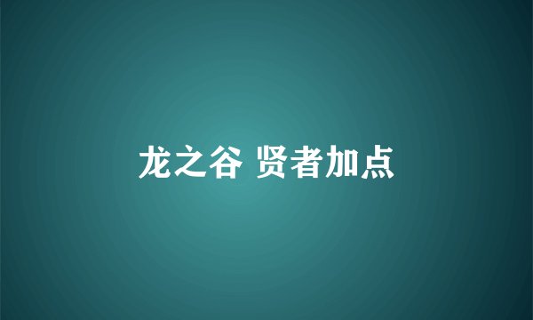 龙之谷 贤者加点