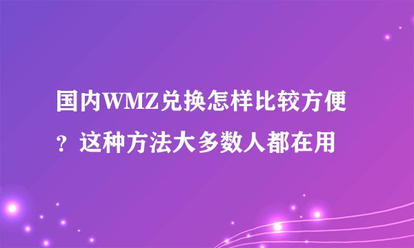 国内WMZ兑换怎样比较方便？这种方法大多数人都在用