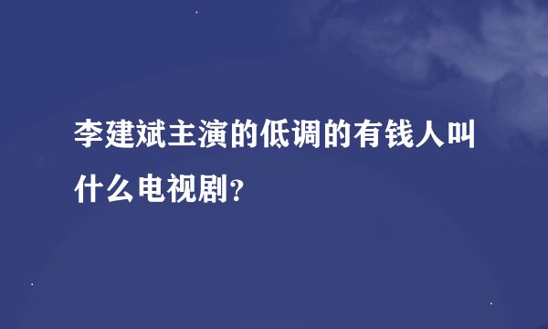 李建斌主演的低调的有钱人叫什么电视剧？