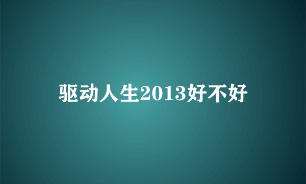 驱动人生2013好不好