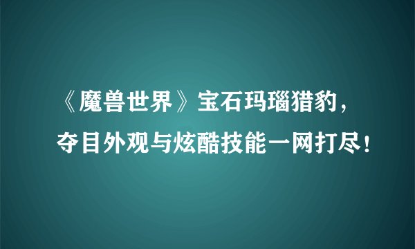 《魔兽世界》宝石玛瑙猎豹，夺目外观与炫酷技能一网打尽！