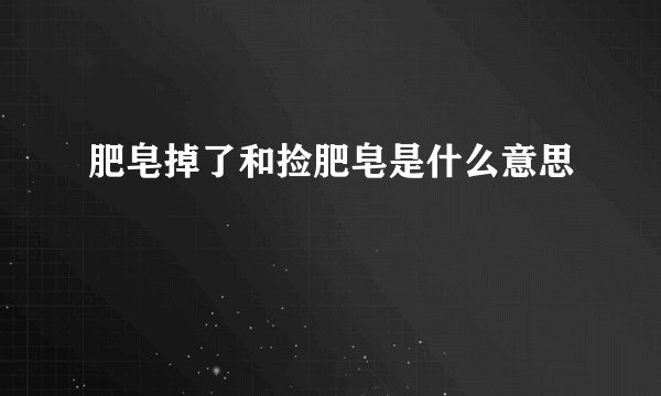 肥皂掉了和捡肥皂是什么意思