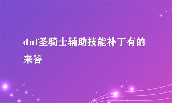 dnf圣骑士辅助技能补丁有的来答