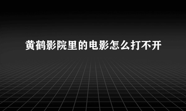 黄鹤影院里的电影怎么打不开