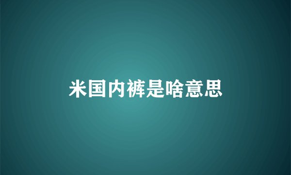 米国内裤是啥意思