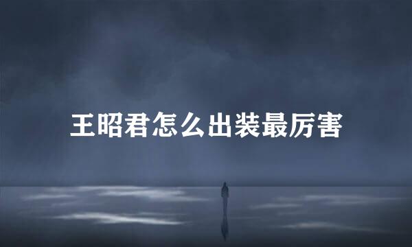 王昭君怎么出装最厉害