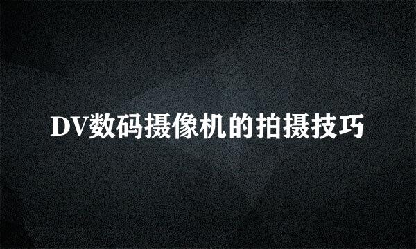 DV数码摄像机的拍摄技巧