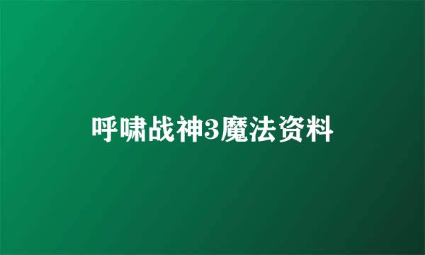 呼啸战神3魔法资料
