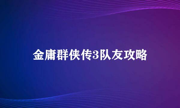 金庸群侠传3队友攻略