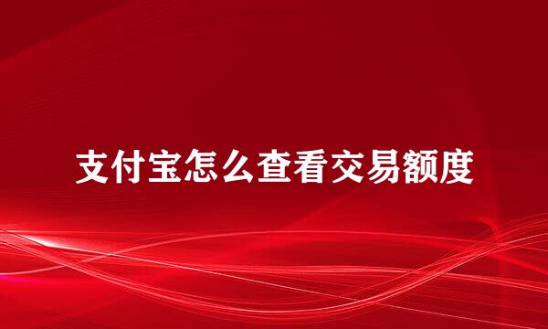 支付宝怎么查看交易额度