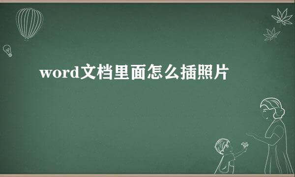 word文档里面怎么插照片