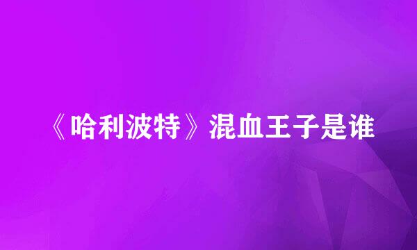 《哈利波特》混血王子是谁