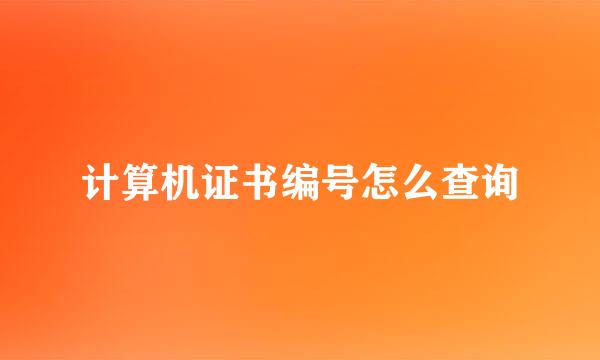 计算机证书编号怎么查询