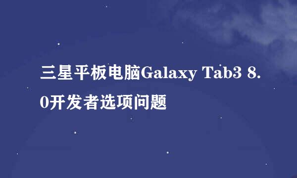 三星平板电脑Galaxy Tab3 8.0开发者选项问题