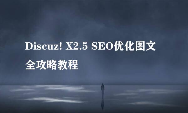 Discuz! X2.5 SEO优化图文全攻略教程