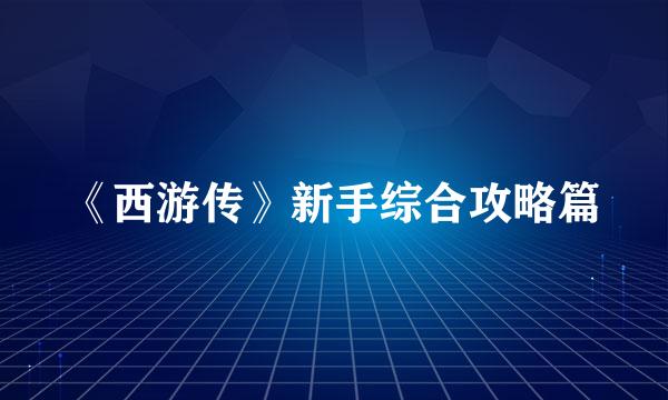 《西游传》新手综合攻略篇