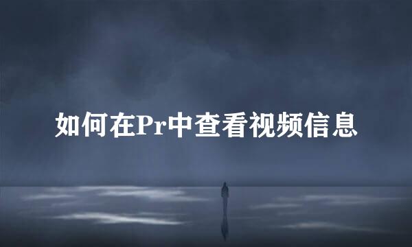 如何在Pr中查看视频信息