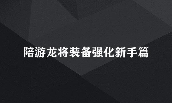 陪游龙将装备强化新手篇