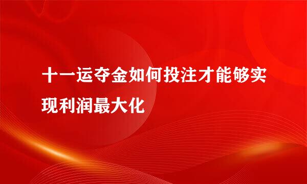 十一运夺金如何投注才能够实现利润最大化
