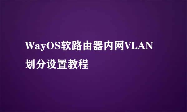 WayOS软路由器内网VLAN划分设置教程