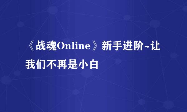 《战魂Online》新手进阶~让我们不再是小白