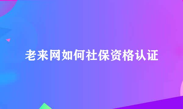 老来网如何社保资格认证