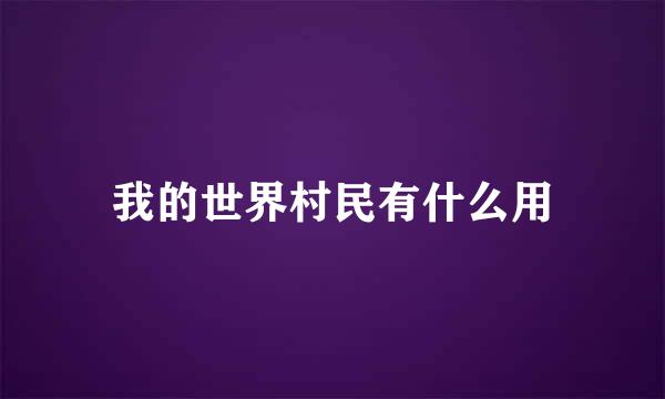 我的世界村民有什么用