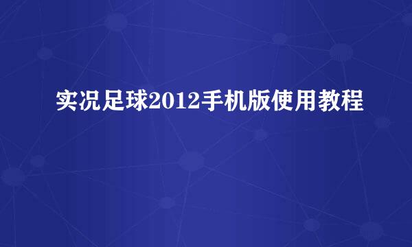 实况足球2012手机版使用教程