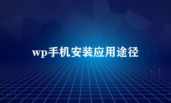 wp手机安装应用途径