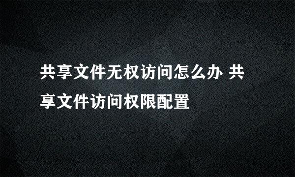 共享文件无权访问怎么办 共享文件访问权限配置