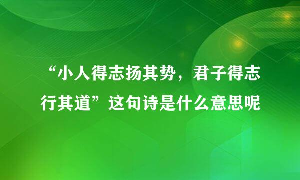 “小人得志扬其势,君子得志行其道”这句诗是什么意思呢