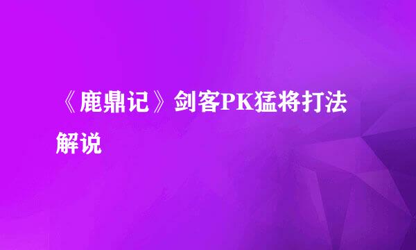 《鹿鼎记》剑客PK猛将打法解说