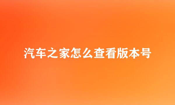 汽车之家怎么查看版本号