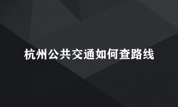 杭州公共交通如何查路线