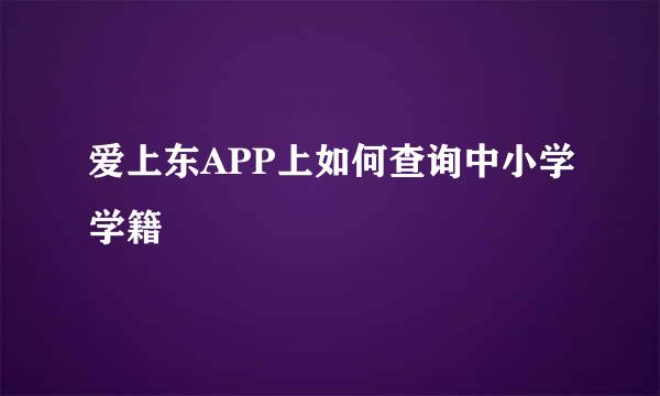 爱上东APP上如何查询中小学学籍