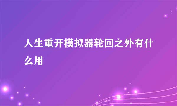 人生重开模拟器轮回之外有什么用