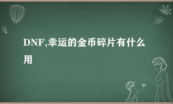DNF,幸运的金币碎片有什么用