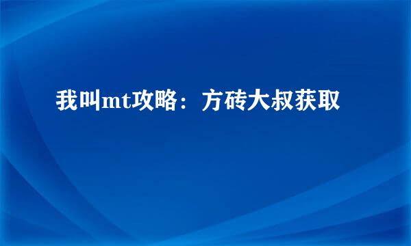 我叫mt攻略：方砖大叔获取