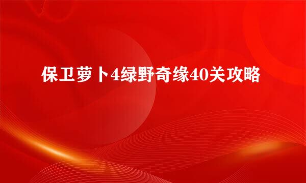 保卫萝卜4绿野奇缘40关攻略