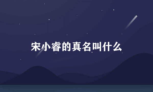 宋小睿的真名叫什么