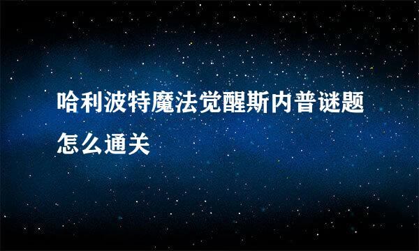 哈利波特魔法觉醒斯内普谜题怎么通关